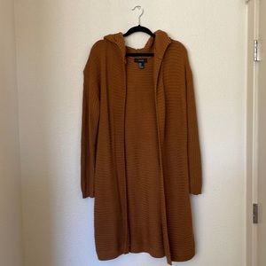 Open Front Ribbed Long Sleeve Hooded Sweater Size L